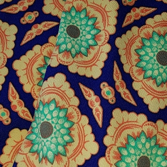 NEW Lularoe Amelia Mod Floral‎ Dress S Fit & Flare Blue Yellow Orange NWT - Picture 7 of 8